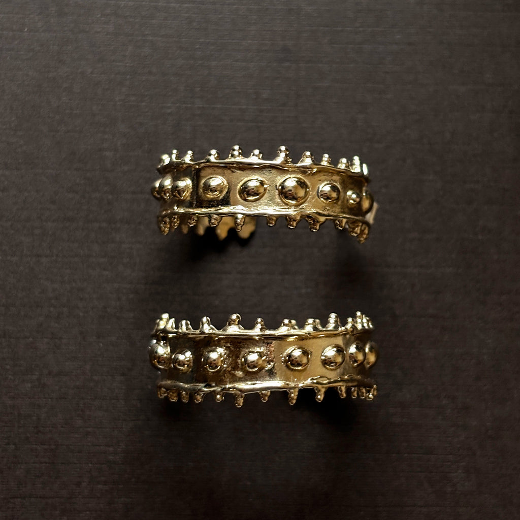 Large chunky textured brass hoop earrings 